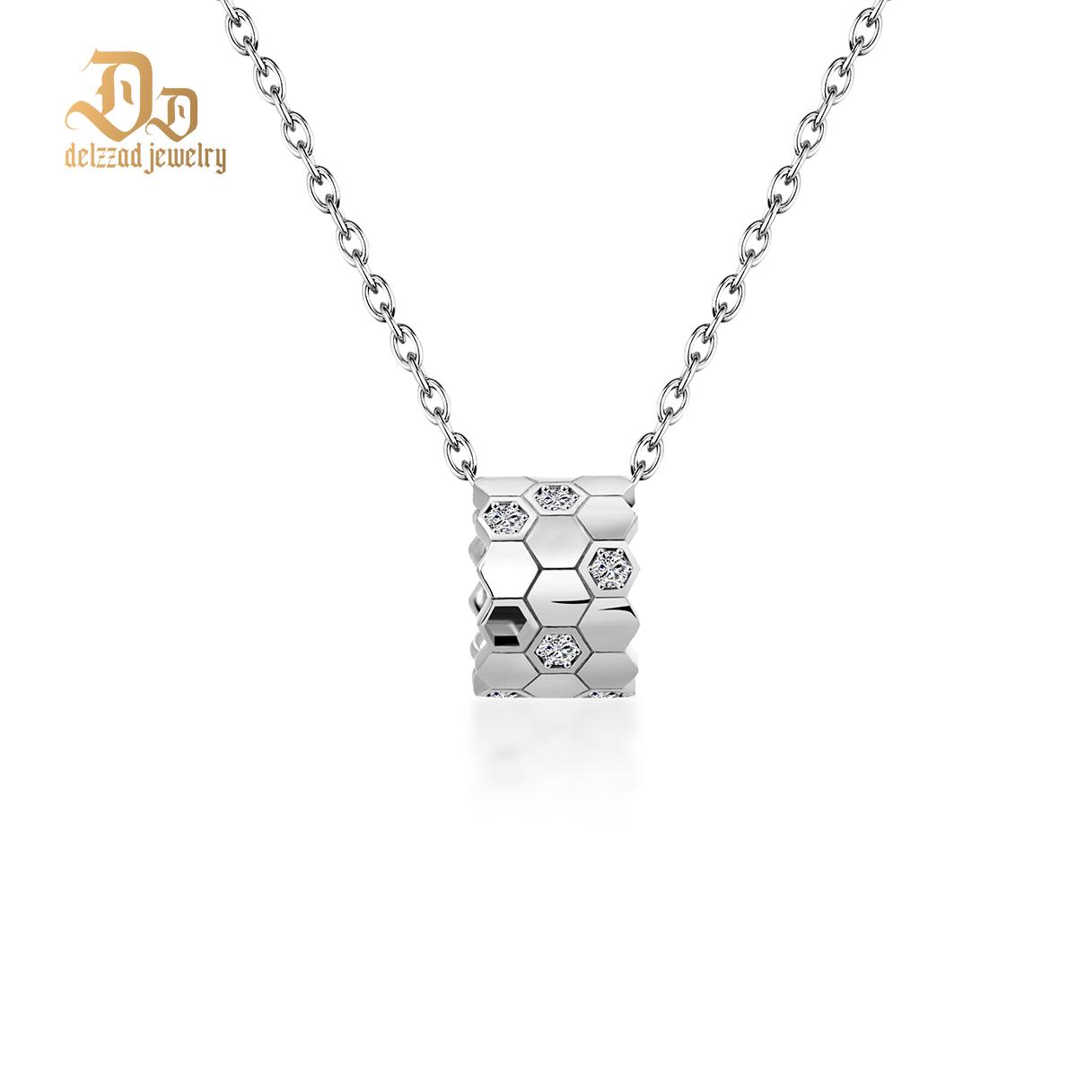 Delzzad S925 Synthetic Moissanite Brillant Honeycombs Hexagon Necklace Birthday Anniversary Gift