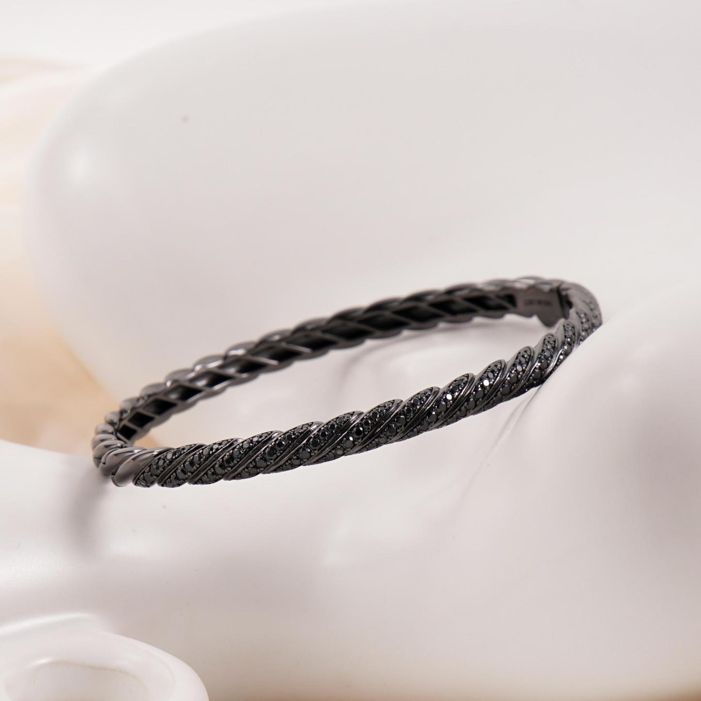 1.2ct Sculpted Cable Bangle Twisted Bangle Bracelet Synthetic Moissanite/Zirconia Bangle S925/Copper