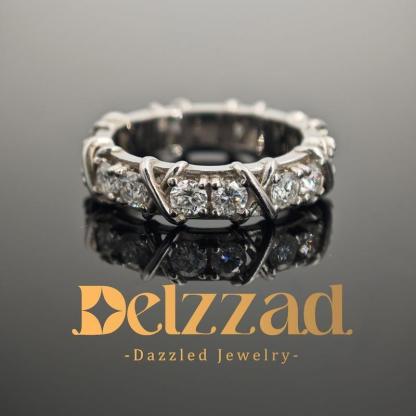 S925 VVS Synthetic Moissanite Cross Eternity Ring Gift For Wedding Anniversary