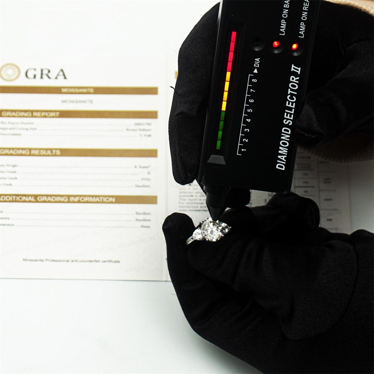 Delzzad 5ct Oval Synthetic Moissanite Three Stones Ring In 925 Sterling Silver