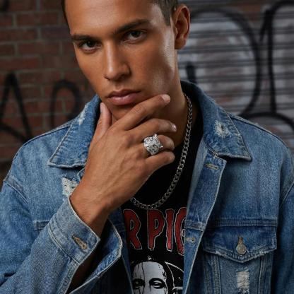 1.8ct Shadow Panthera Ring VVS Synthetic Moissanite Ring Jewelry Copper Band Unisex Hip Hop Animal Ring