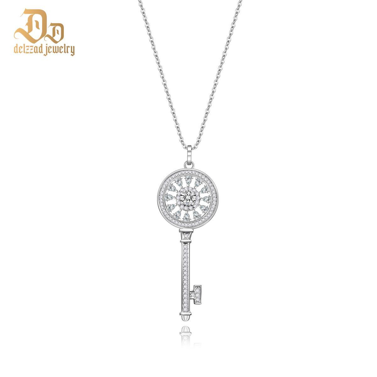 Delzzad S925 Synthetic Moissanite Diverse Sparkling Charm Necklace Pendant Valentine's Day Lover Gifts for Women