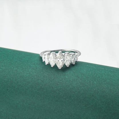 Delzzad Marquise Cut Ring D Color VVS Synthetic Moissanite S925 Elegant Ring Band Women Perfect for Any Occasion & Everyday Wear Anniversary Engagement Gifts