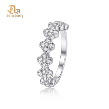 Delzzad 0.6ct Luxury Floral Eternity Band Cluster Ring Synthetic Moissanite Wedding Bands Ring S925 Sterling Silver Moissanite Jewelry Perfect Birthday Engagement Wedding Anniversary Gift