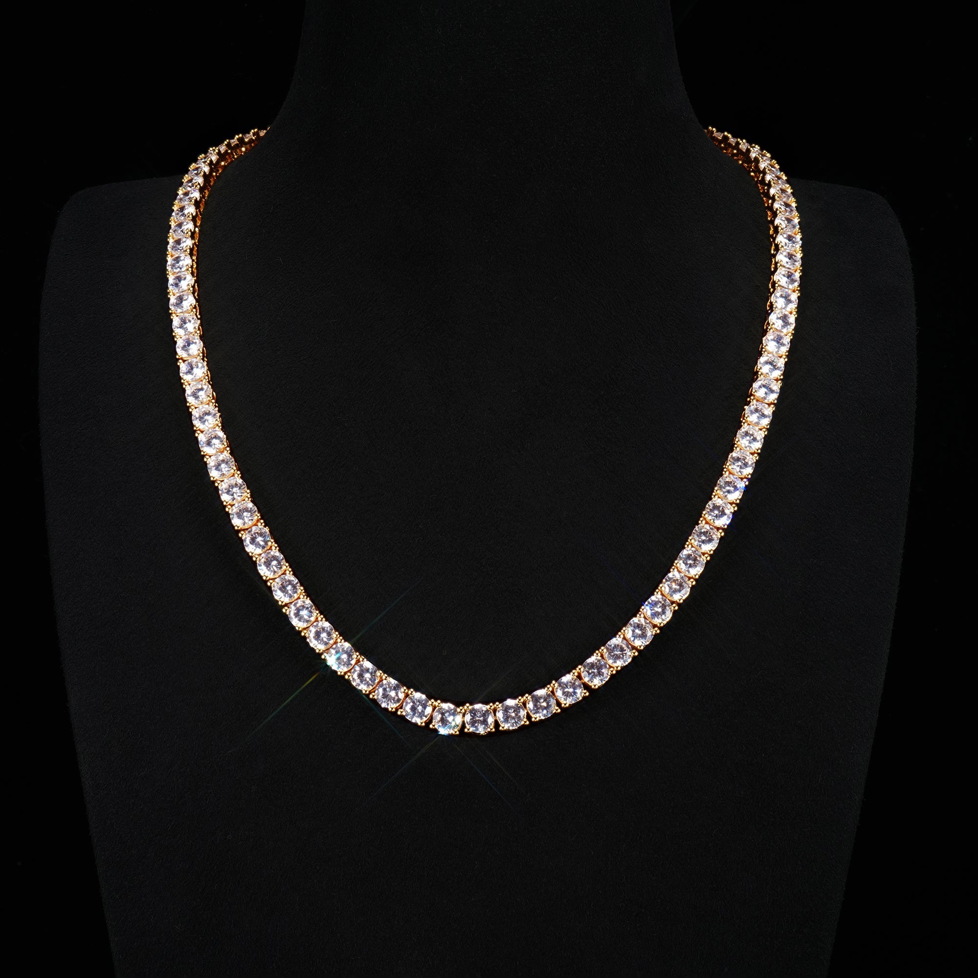 5mm  18K Gold-Plated Iced AAA CZ BlingBling Tennis Chain Single Row