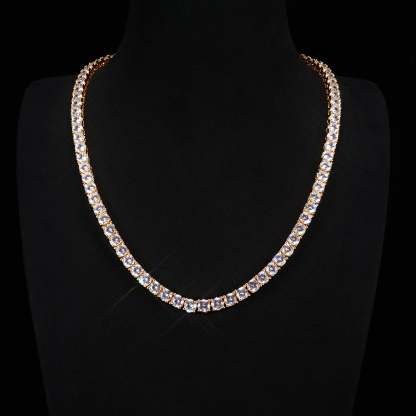 5mm  18K Gold-Plated Iced AAA CZ BlingBling Tennis Chain Single Row