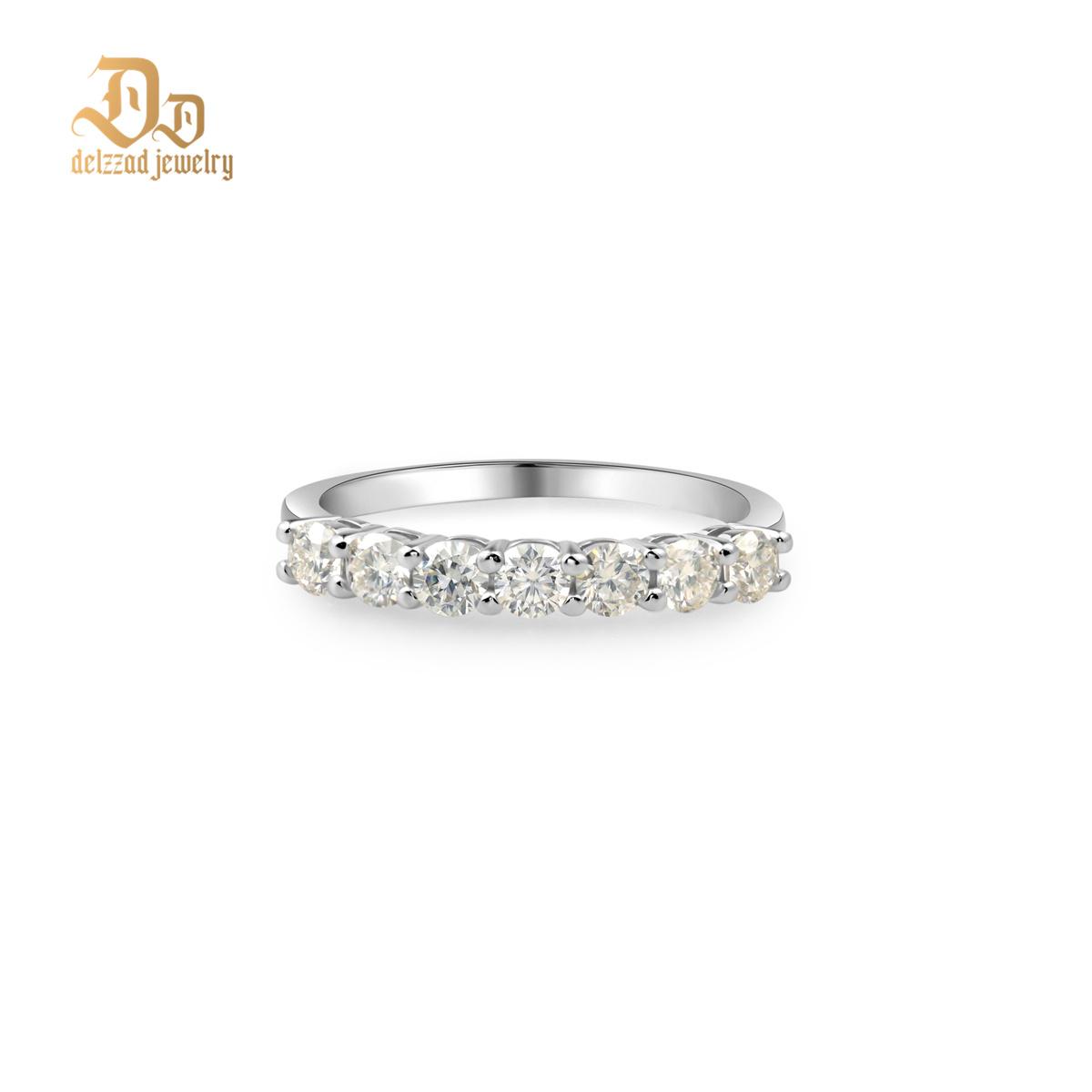 Delzzad 0.7ct Eternity Ring D Color Colorful Round Synthetic Moissanite S925 Ring Band for Women