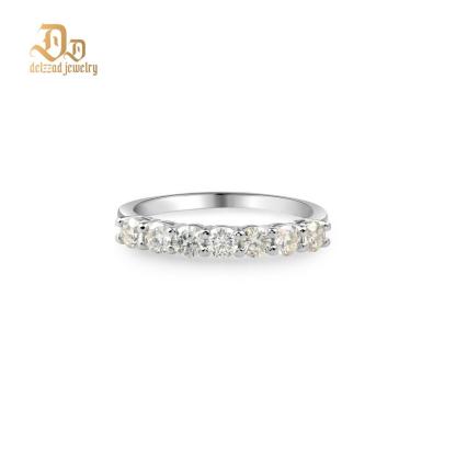 Delzzad 0.7ct Eternity Ring D Color Colorful Round Synthetic Moissanite S925 Ring Band for Women