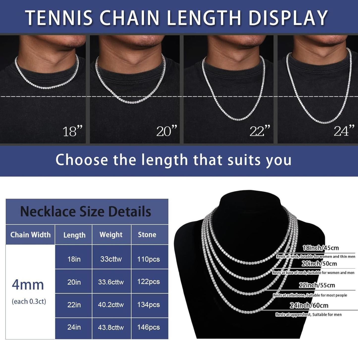 S925 Silver Hip Hop Synthetic Moissanite Tennis Chain
