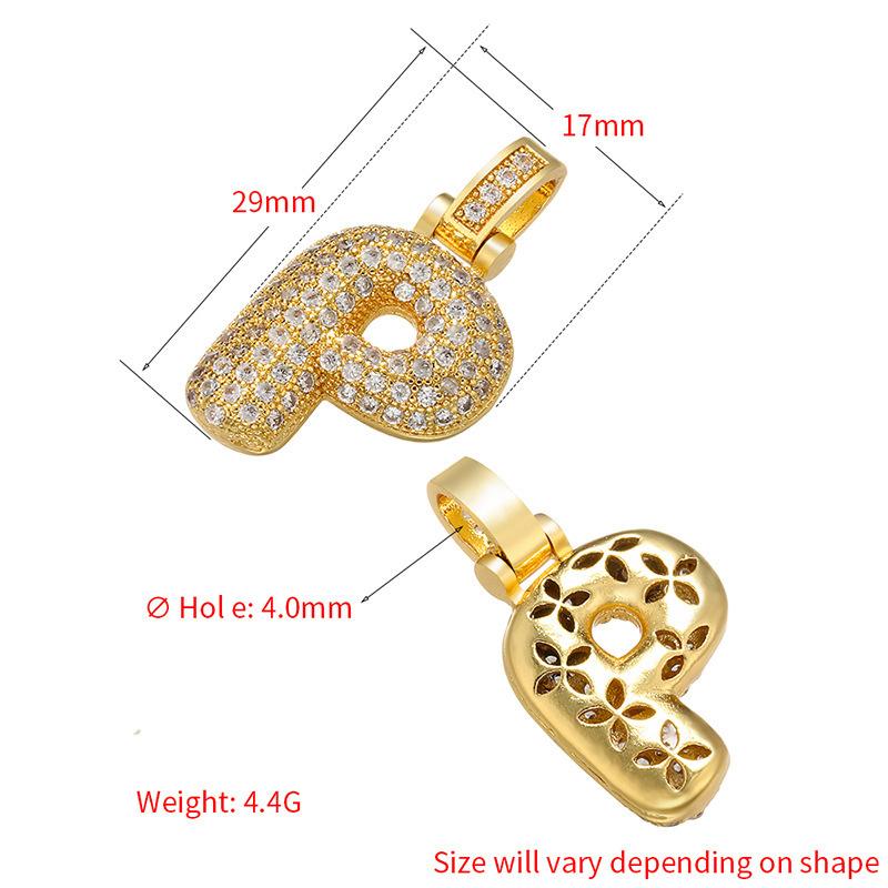 [Buy One Get Free Necklace] Hip Hop Large Letter Alphbet Zirconia Pendant Necklace