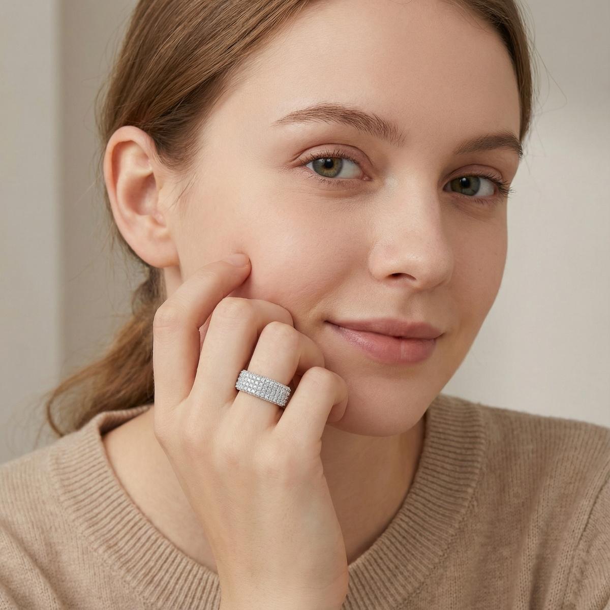 Infinite Sparkle 4-Row Eternity Ring Dakota Engagement Ring Band Synthetic Moissanite Ring Jewelry S925/Copper Band