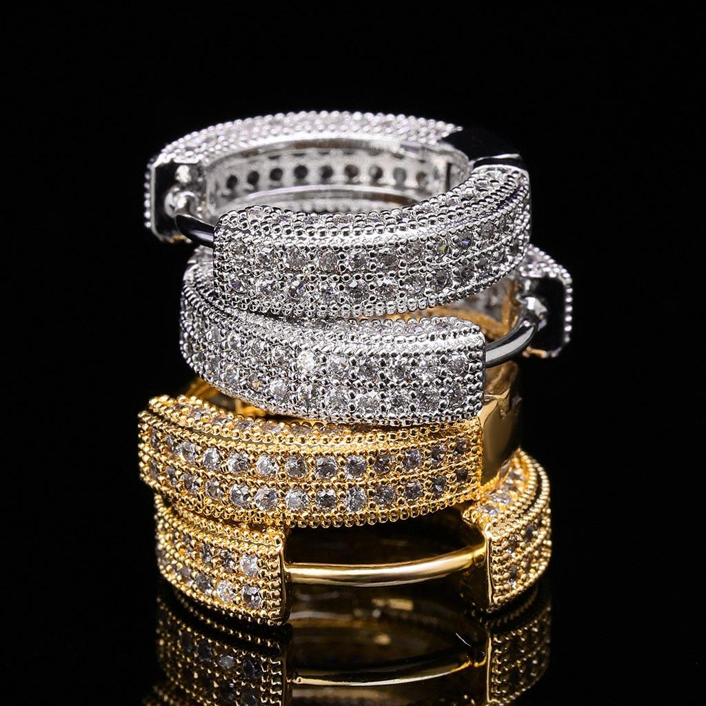 Delzzad S925 Round VVS Synthetic Moissanite Iced Hoop Earring Birthday Valentine's Day Gifts for Men Women