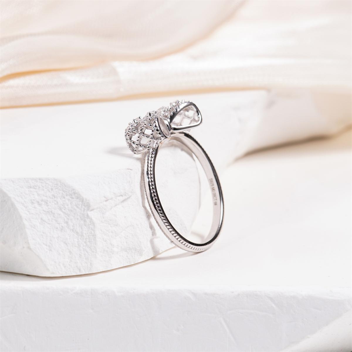 Eternal Bow Ring Bow-knot Ring Dreamy Knot Ring Synthetic Moissanite Ring Jewelry S925 Band