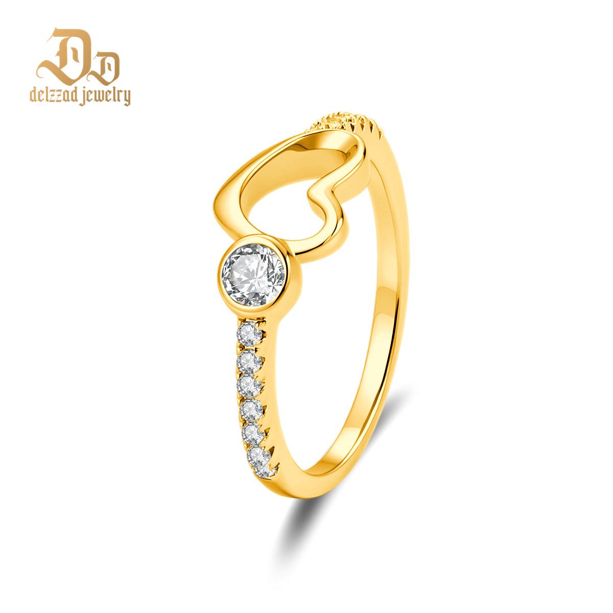 Delzzad 0.3ct Petite Amour Ring EverLove Band Heart Promise Ring VVS Synthetic Moissanite Ring Jewelry Copper Band