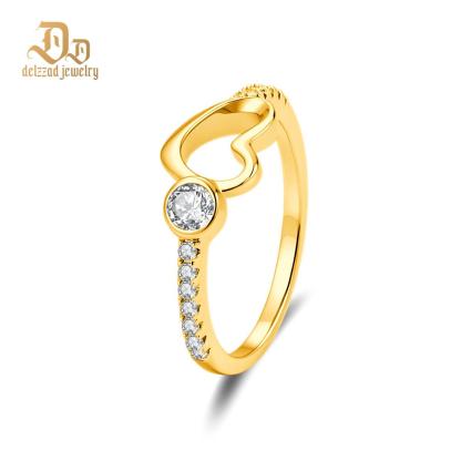 Delzzad 0.3ct Petite Amour Ring EverLove Band Heart Promise Ring VVS Synthetic Moissanite Ring Jewelry Copper Band