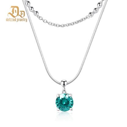 Green Solitaire Necklace Chain VVS Synthetic Moissanite S925 Chain Necklace
