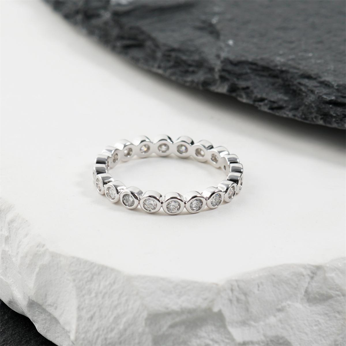 Enchanted Circles Stellar Orbit Copper Ring Bubble Bezel Set Eternity Band Wedding Ring VVS Synthetic Moissanite Ring Jewelry