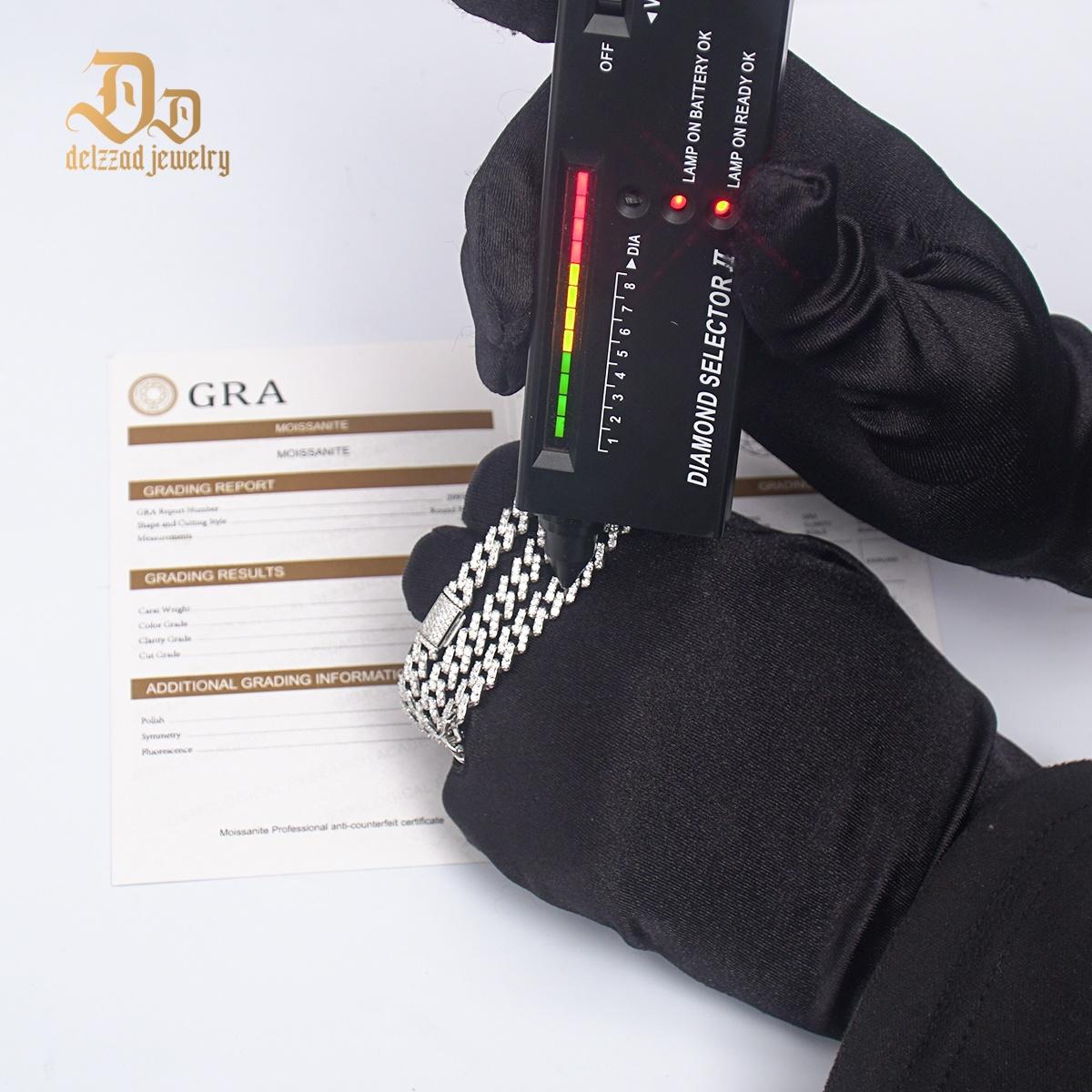 Delzzad 6.8MM Hip Hop Iced Out Cuban Link Bracelet Necklace VVS D Color Synthetic Moissanite S925 Unisex Cuban Chain Perfect for Any Occasion & Everyday Wear Birthday Anniversary Gifts