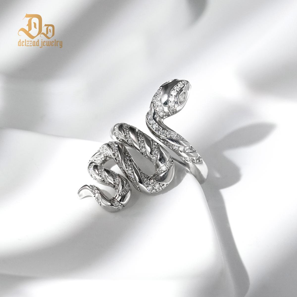 Serpentine Snaked Unisex Ring Moissanite & S925