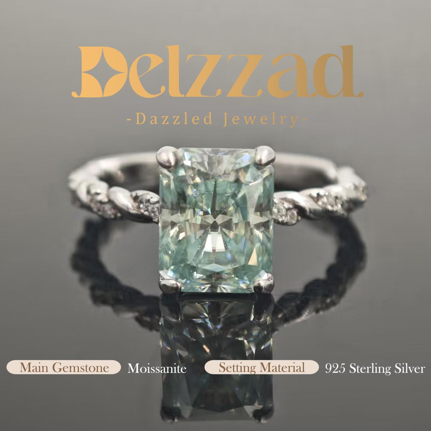 3ct Radiant Synthetic Moissanite Solitaire Twist Band Ring In 925 Sterling Silver