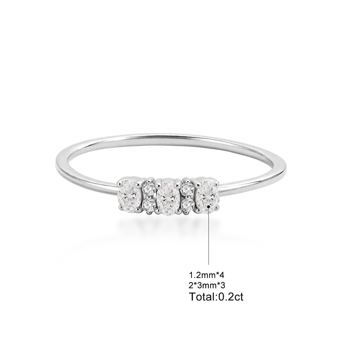 Delzzad 0.2ct Moonlight Pebbles Ring Oval Ring Band VVS Synthetic Moissanite Ring Jewelry Copper Band