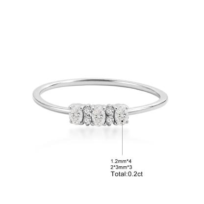 Delzzad 0.2ct Moonlight Pebbles Ring Oval Ring Band VVS Synthetic Moissanite Ring Jewelry Copper Band