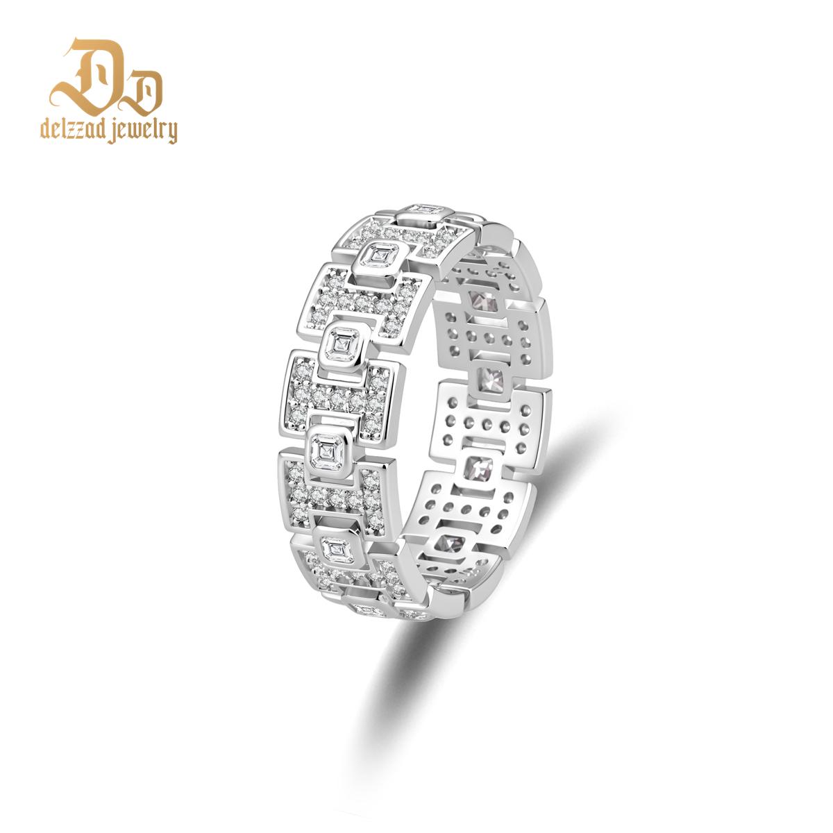 14K Gold-Plated Everlasting Chain Ring Wedding Band VVS Synthetic Moissanite Ring Exquisite Jewelry for Men Women