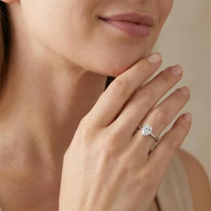 1.8ct Serene Tear Ring Classic Solitaire Pear Cut Prong Engagement Ring VVS Synthetic Moissanite Ring Jewelry Copper Band