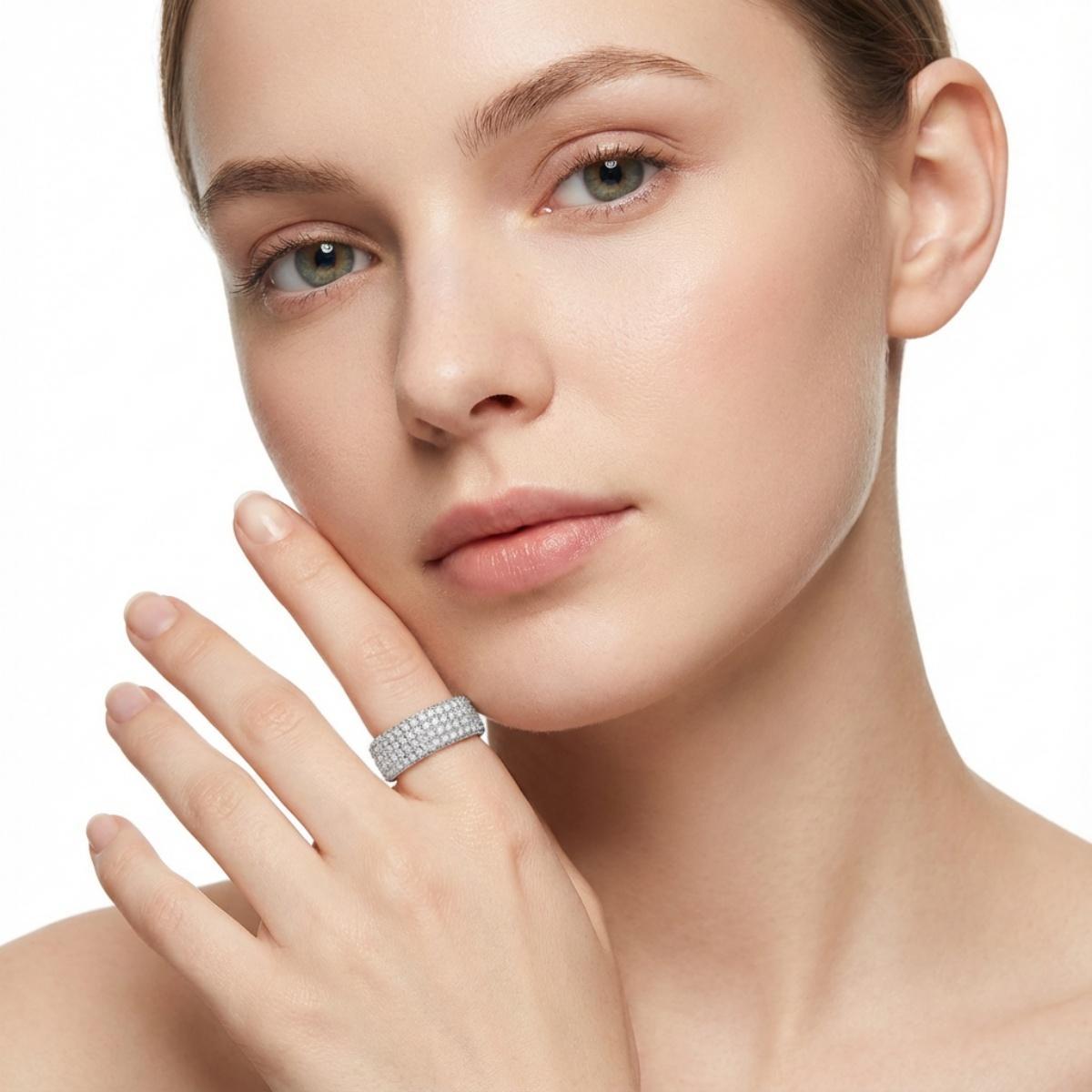 Infinite Sparkle 4-Row Eternity Ring Dakota Engagement Ring Band Synthetic Moissanite Ring Jewelry S925/Copper Band