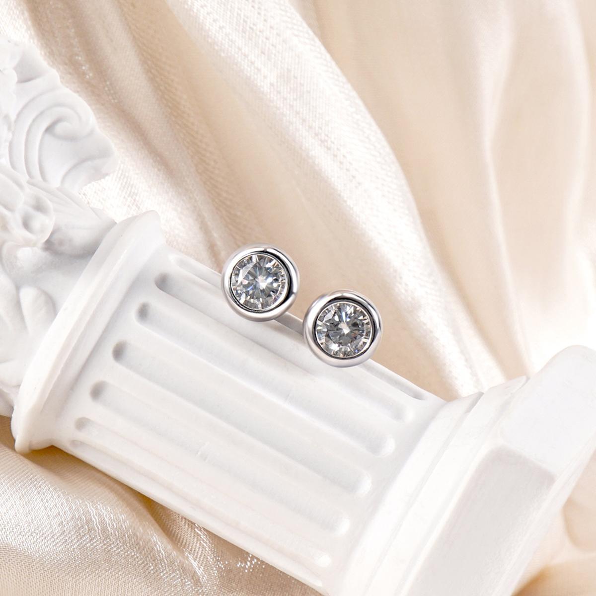 Bling Bezel Bubble Stud Earrings Synthetic Moissanite Earrings S925 Studs