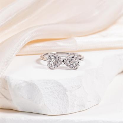 Eternal Bow Ring Bow-knot Ring Dreamy Knot Ring Synthetic Moissanite Ring Jewelry S925 Band