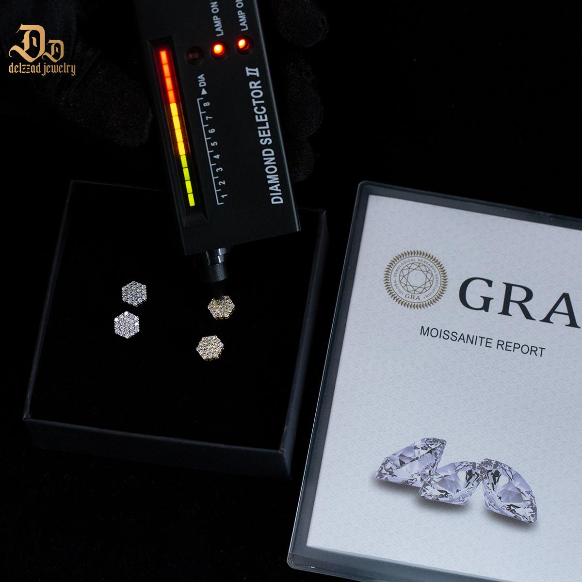 Iced Round Synthetic Moissanite Stud Earrings For Men Women Gift