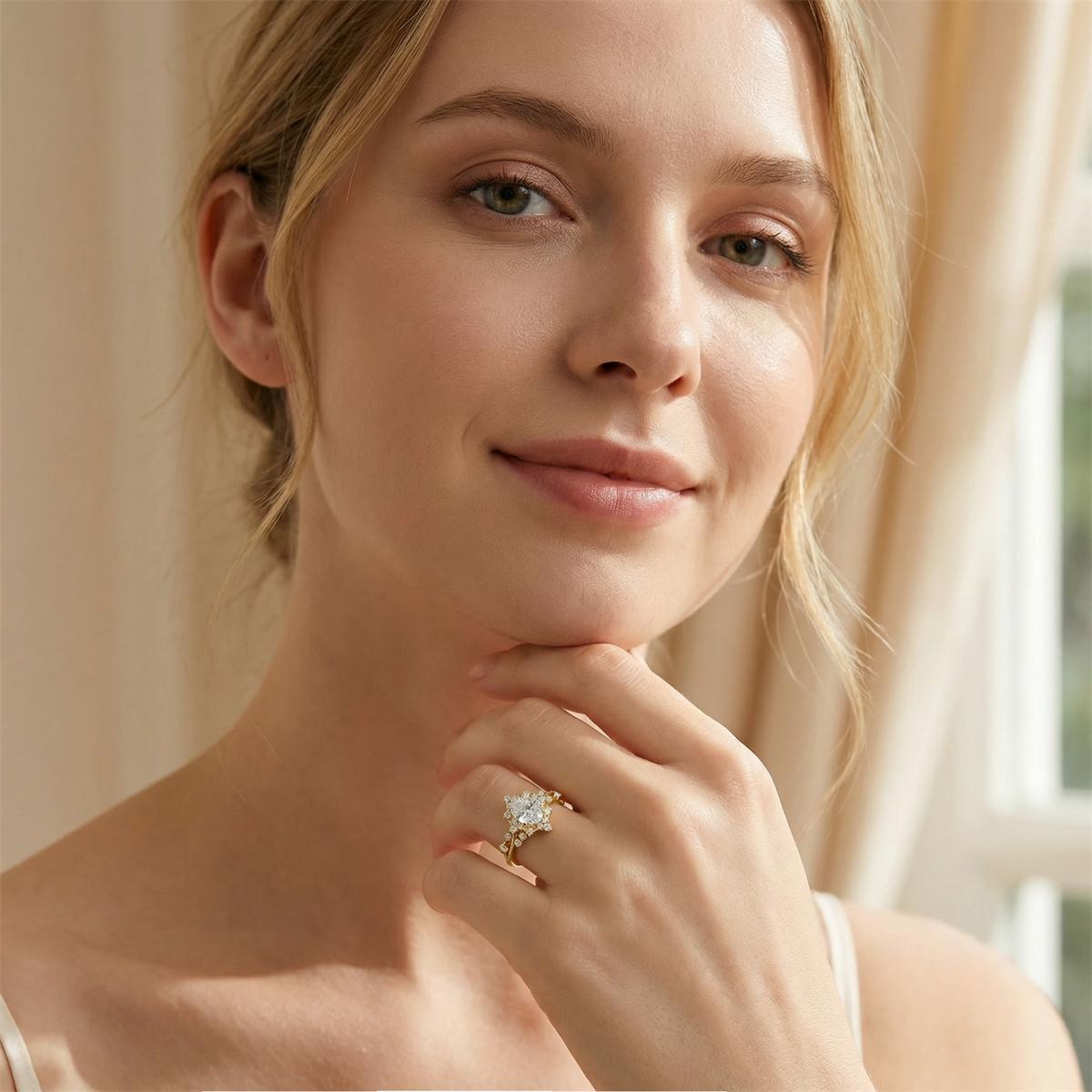 1.9ct Victorian Mirror Ring Vintage Engagement Ring Ivy & Dewdrop Band Ring VVS Synthetic Moissanite Ring Jewelry S925 Band