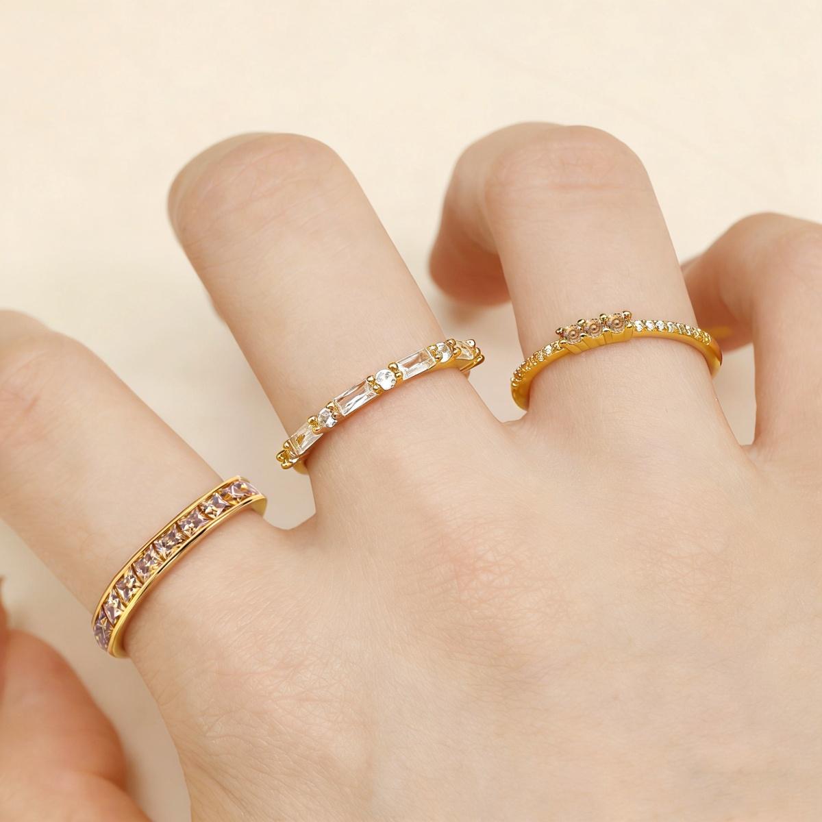 Eternal Trinity Harmony Set Vintage Ring Band Champagne Stacking Ring Synthetic Moissanite Ring Jewelry S925 Band