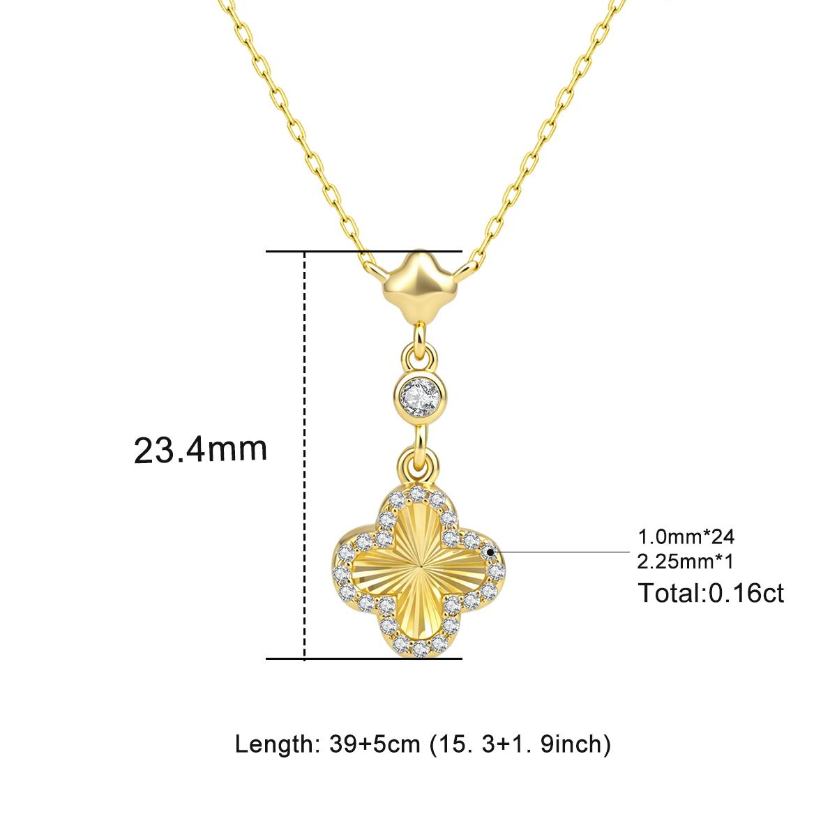 【Aura of Solis】Delzzad Halo Clover Necklace Four-Leaf Dangle Earrings VVS Synthetic Moissanite Pendant Earrings Jewelry Set Copper Chain