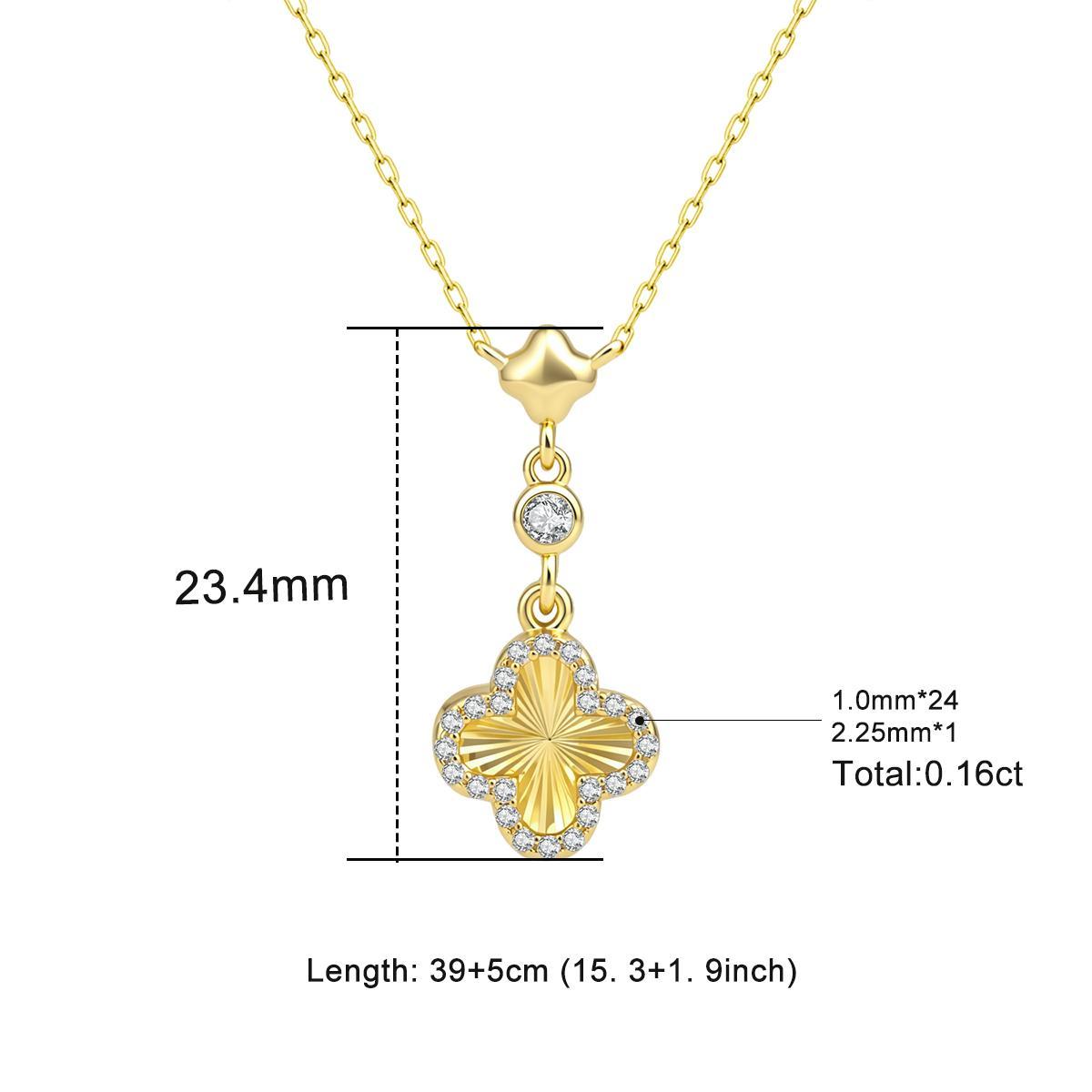 【Aura of Solis】Delzzad Halo Clover Necklace Four-Leaf Dangle Earrings VVS Synthetic Moissanite Pendant Earrings Jewelry Set Copper Chain