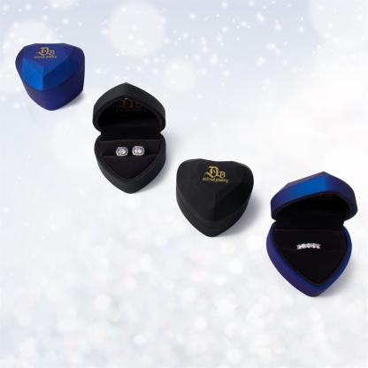 Delzzad Luxury Love Heart Jewelry Gift Box with Light Surprise Ring Heart Box Earrings Jewelry Box Christmas Gift Birthday Halloween Valentine's Day Thanksgiving Day Mother's Day Jewelry Present Box(Box Only)