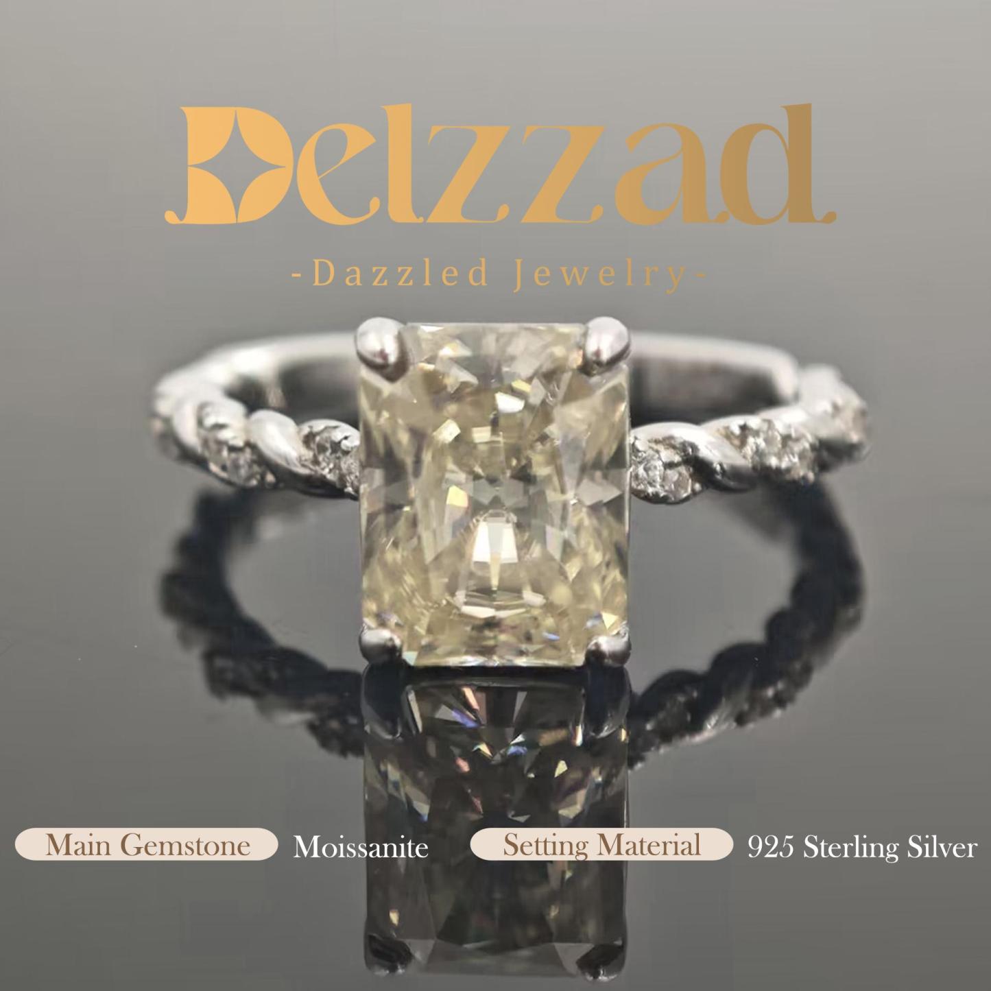 3ct Radiant Synthetic Moissanite Solitaire Twist Band Ring In 925 Sterling Silver