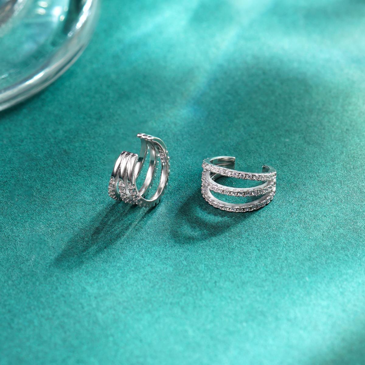 Three-Layered Ear Cuffs S925 VVS Synthetic Moissanite Unisex Earrings