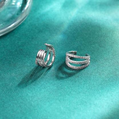 Three-Layered Ear Cuffs S925 VVS Synthetic Moissanite Unisex Earrings