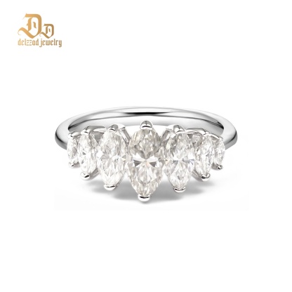 Delzzad Marquise Cut Ring D Color VVS Synthetic Moissanite S925 Elegant Ring Band Women Perfect for Any Occasion & Everyday Wear Anniversary Engagement Gifts