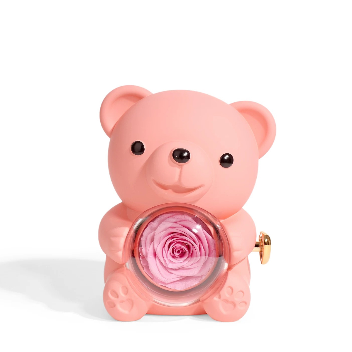 Delzzad Romantic Eternal Rose Cute Hug Bear Jewelry Box - Perfect Valentine's Day Christmas Gift for Her