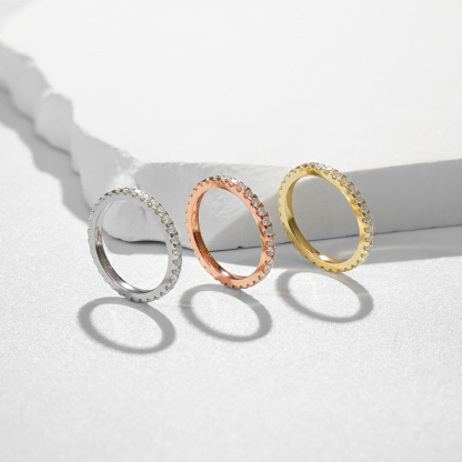 Eternity Ring Engagement Wedding Anniversary Band Ring VVS D Color Synthetic Moissanite & S925