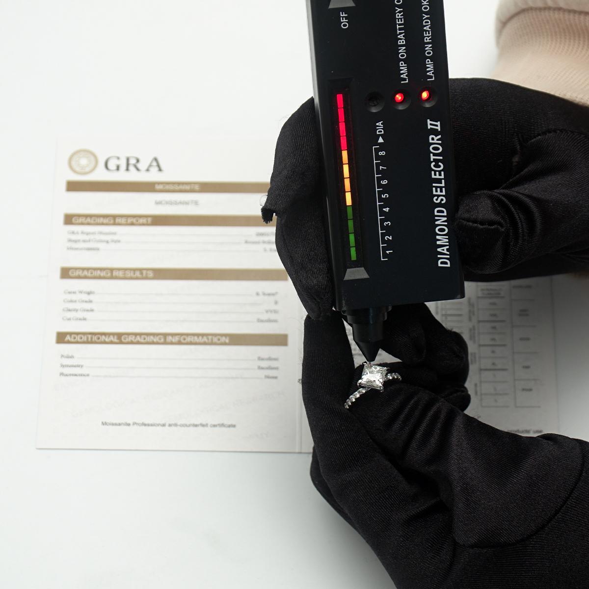 Delzzad 2ct Princess Synthetic Moissanite Compass Ring In 925 Sterling Silver