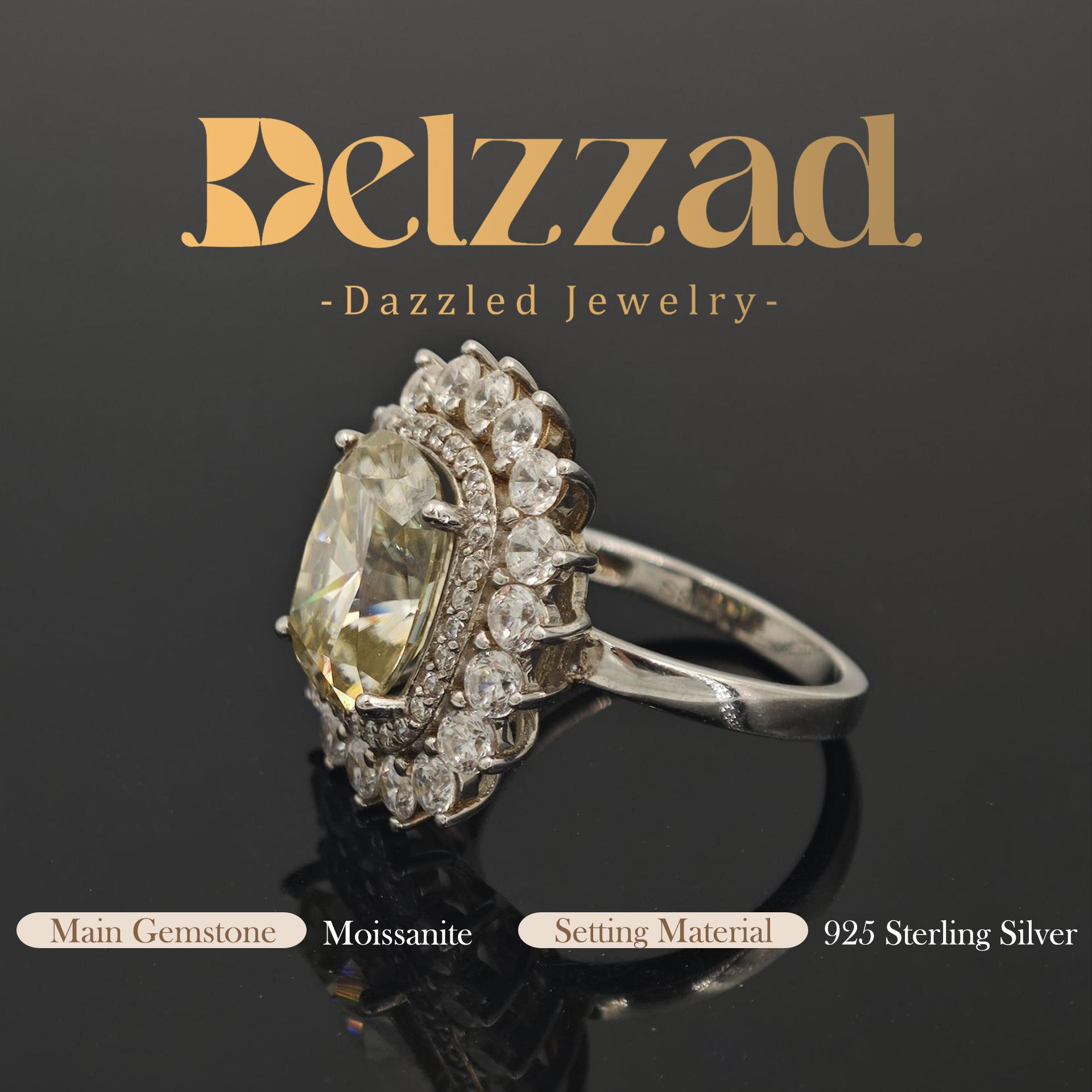 5ct Elongated Cushion Synthetic Moissanite Sunflower Luxury Ring In 925 Sterling Silver