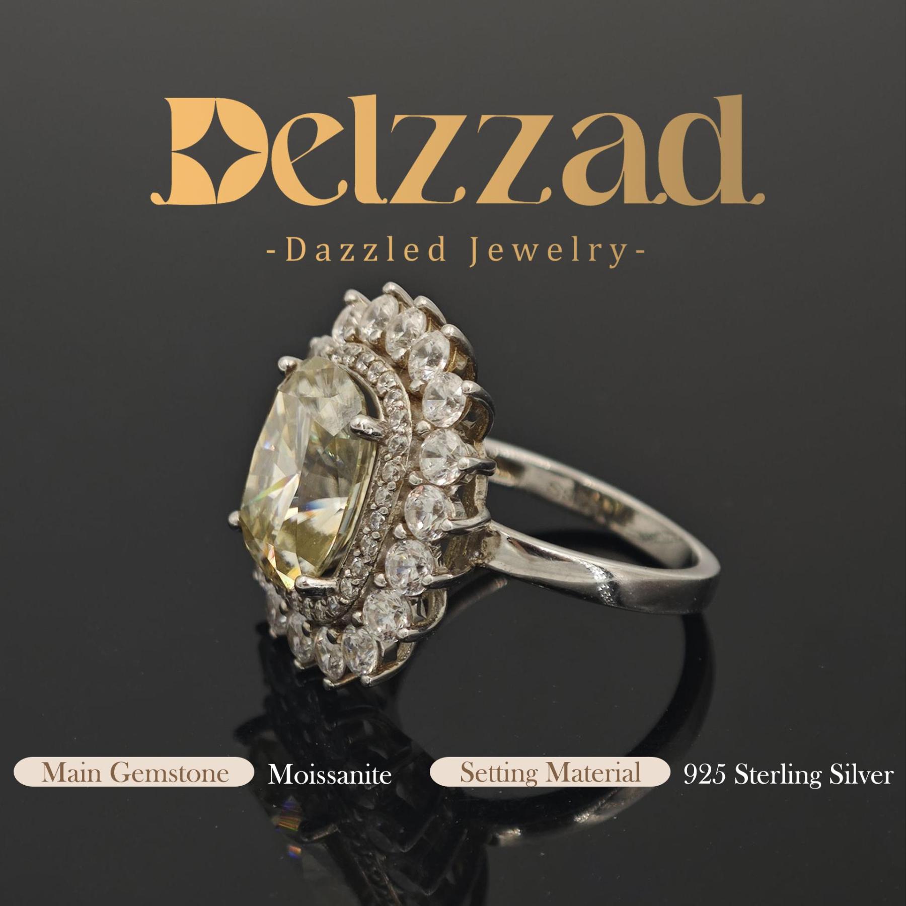 5ct Elongated Cushion Synthetic Moissanite Sunflower Luxury Ring In 925 Sterling Silver