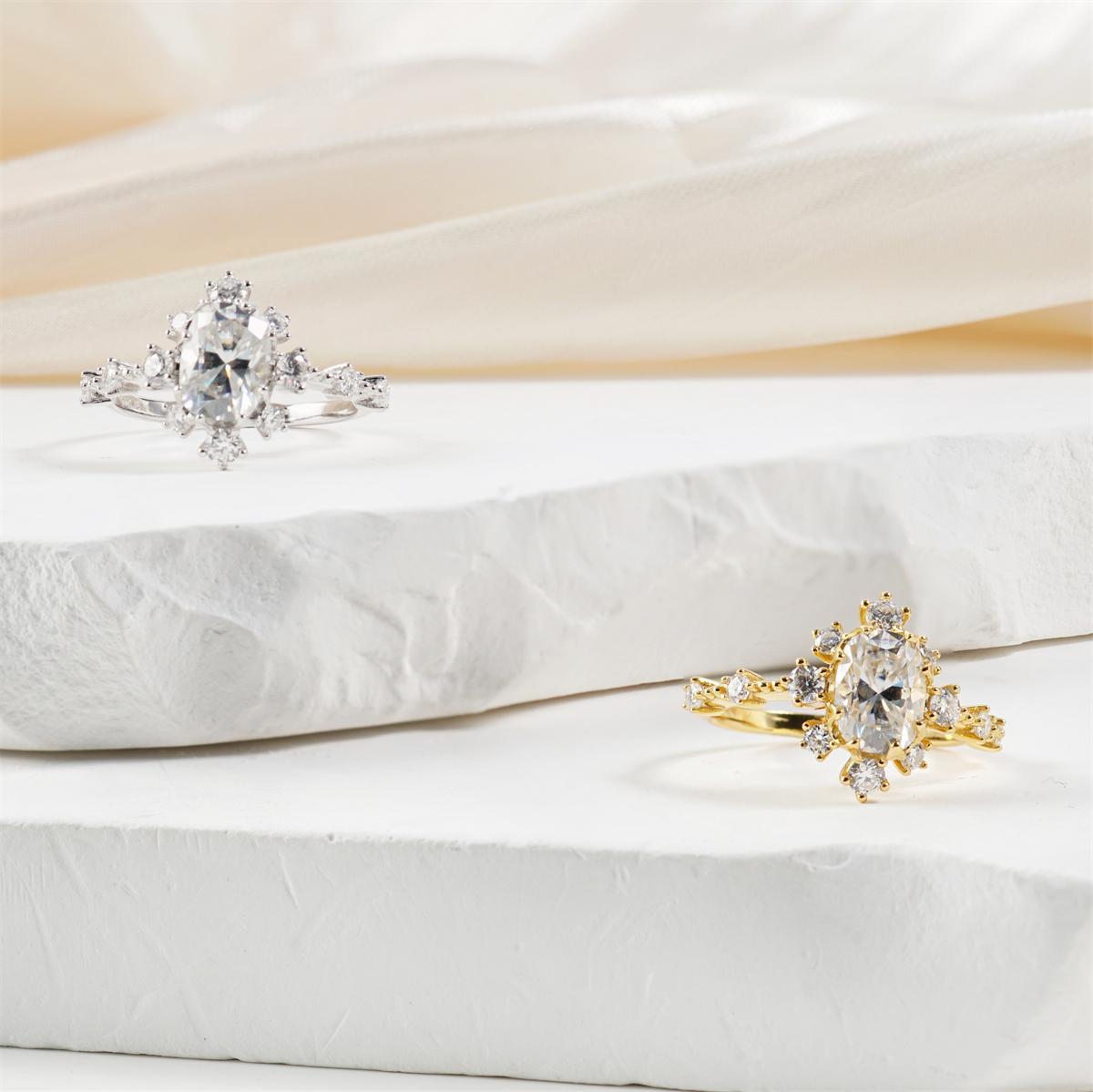 2.6ct Frost Blossom Ring Snowy Floral Ring Band Cushion Cut VVS Synthetic Moissanite Ring Jewelry S925 Band