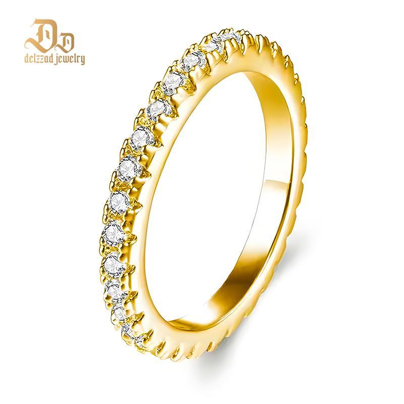 Delzzad S925 VVS D Color Synthetic Moissanite Eternity Ring Band Anniversary Valentine's Day Gifts For Women Men
