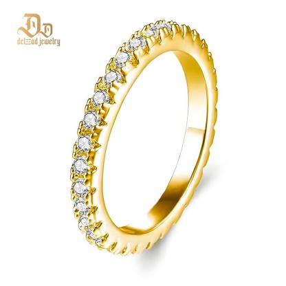 Delzzad S925 VVS D Color Synthetic Moissanite Eternity Ring Band Anniversary Valentine's Day Gifts For Women Men