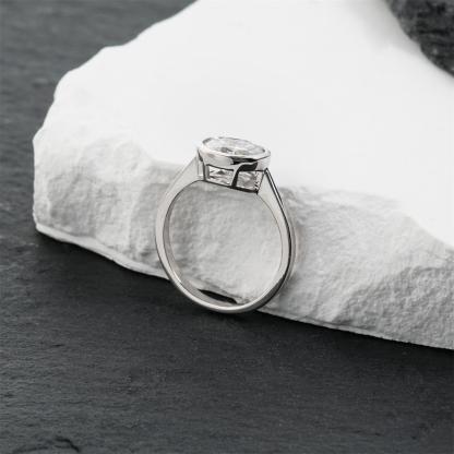 2ct Lucid Moon Ring East to West Oval Bezel Engagement Ring Band VVS Synthetic Moissanite Ring Jewelry Copper Band